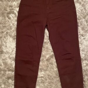 100% Cotton brown High Waisted Straight Leg Pants